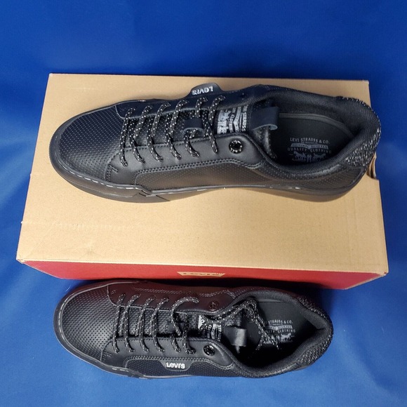 Levis Lo Leather Black Mono Chrome Mens SZ 10 Casual Skate Shoes 519971-A481 main image 7